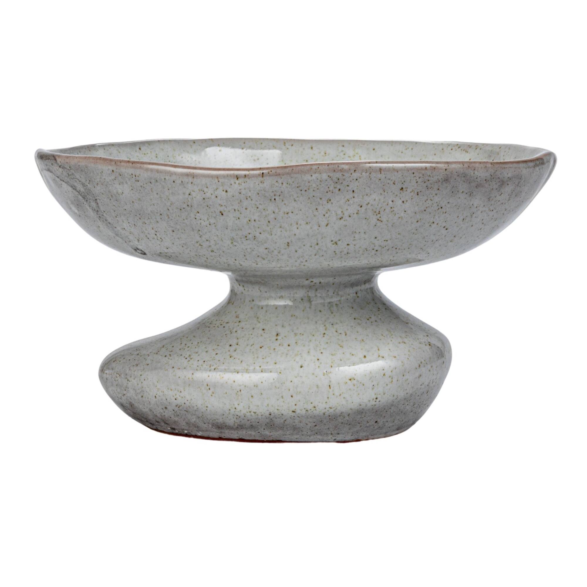 Hello Honey® 5" White Speckled Stoneware Organic Shaped Footed Dish
